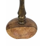 Brass and wood candle holder