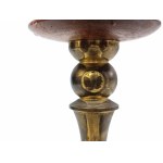 Brass and wood candle holder