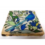 Ludowa ceramiczna ręcznie malowana płytka vintage