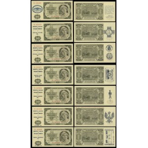 Polska, zestaw nadruków okolicznościowych na banknotach 50 złotych, 1.07.1948