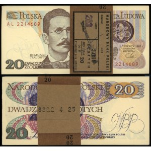 Polska, paczka 100 sztuk x 20 złotych z banderolą NBP, 1.06.1982