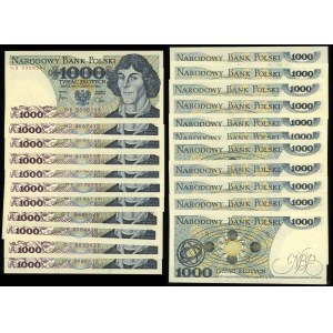 Polska, zestaw: 11 x 1.000 złotych, 1.06.1982