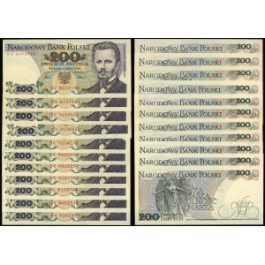 Polska, zestaw: 11 x 200 złotych, 1.06.1986