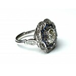 Art-Deco style ring - diamonds and sapphires