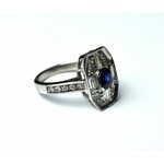 White gold ring - diamonds and sapphire
