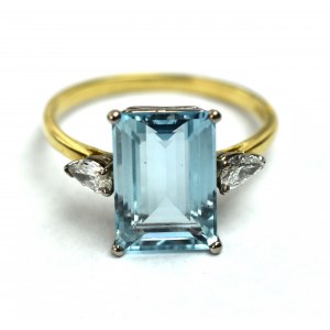 Bague - diamants et aigue-marine