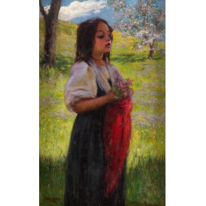 Kazimierz Mastelski (1869 Szczecin - 1954 Szczecin), Girl with flowers, 1898