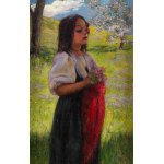 Kazimierz Mastelski (1869 Štetín - 1954 Štetín), Dievča s kvetmi, 1898