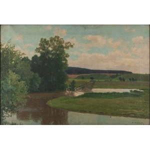 Walery Brochocki (1847 Włocławek - 1923 Warschau), Landschaft mit einem Fluss