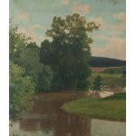 Walery Brochocki (1847 Włocławek - 1923 Warschau), Landschaft mit einem Fluss