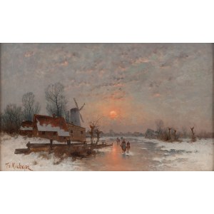 Julij Juliewicz Klewer (syn) (1850 - 1924), Pejzaż zimowy z wiatrakiem