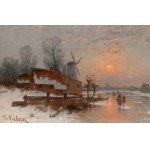 Julij Juliewicz Klewer (syn) (1850 - 1924), Pejzaż zimowy z wiatrakiem