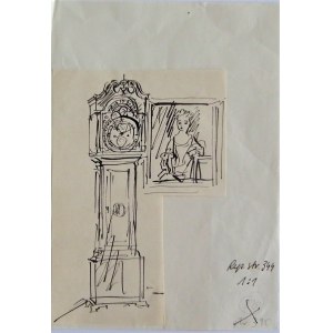 Antoni Uniechowski(1903-1976),Portrait of a lady with a clock,1975