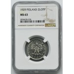 1 złoty 1929 - NGC MS63