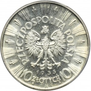 Piłsudski, 10 złotych 1935 - PCGS MS63 - z efektem lustrzanki
