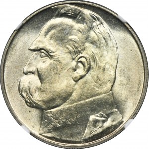 Piłsudski, 10 złotych 1937 - NGC MS63
