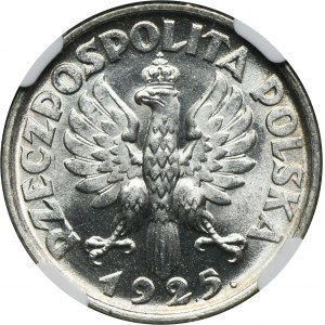 Kobieta i kłosy, 1 złoty Londyn 1925 - NGC MS64 - kropka po dacie