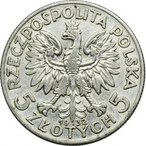 Głowa Kobiety, 5 złotych Londyn 1932