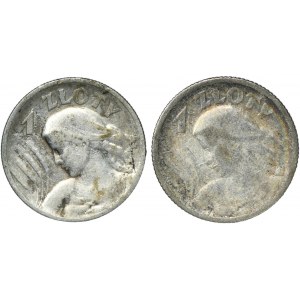 Zestaw, Kobieta i kłosy, 1 złoty (2 szt.)