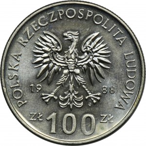 DESTRUKT, 100 złotych 1988 Jadwiga - niedobity znak