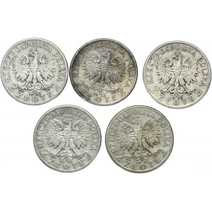 Zestaw, Głowa Kobiety, 2 złote 1933-1934 (5 szt.)
