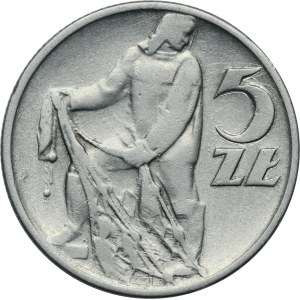 5 złotych 1958 Rybak - wąska ósemka - SŁONECZKO