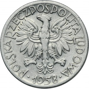 5 złotych 1958 Rybak - wąska ósemka - SŁONECZKO