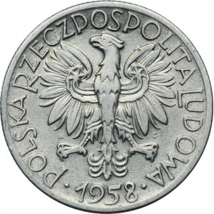 5 złotych 1958 Rybak - wąska ósemka