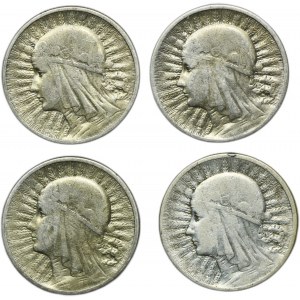 Zestaw, Głowa Kobiety, 2 złote 1932-1934 (4 szt.)