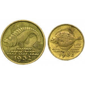 Set, Free City of Danzig, 5 pfennig and 10 pfennig (2 pcs.)