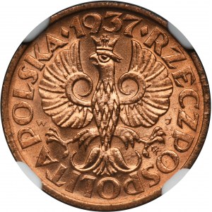 1 haléř 1937 - NGC MS65 RD