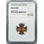 1 haléř 1937 - NGC MS65 RD