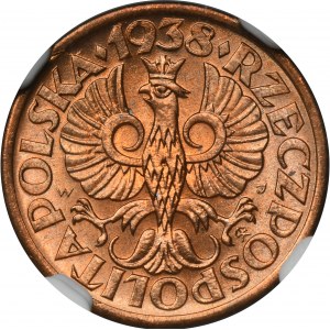 1 grosz 1938 - NGC MS66 RD