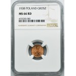 1 grosz 1938 - NGC MS66 RD