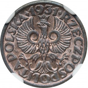 1 grosz 1931 - NGC MS64 RB
