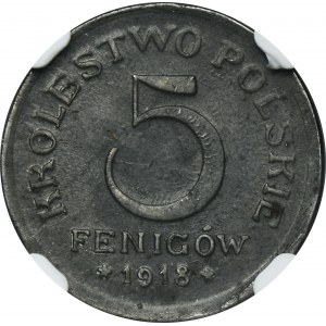 Polish Kingdom, 5 pfennig 1918 - NGC MS63