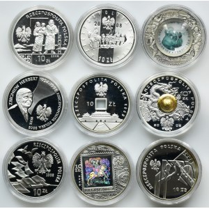 Zestaw, 10 złotych 2008 (9 szt.)