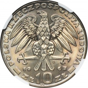 10 złotych 1967 Karol Świerczewski - NGC MS66