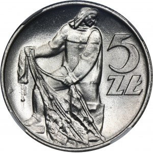 5 złotych 1974 Rybak - NGC MS66