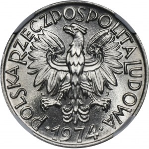 5 złotych 1974 Rybak - NGC MS66