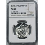5 złotych 1974 Rybak - NGC MS66