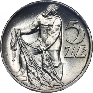 5 złotych 1974 Rybak - NGC MS65