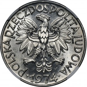 5 złotych 1974 Rybak - NGC MS65