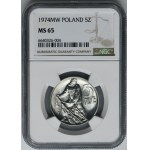 5 złotych 1974 Rybak - NGC MS65