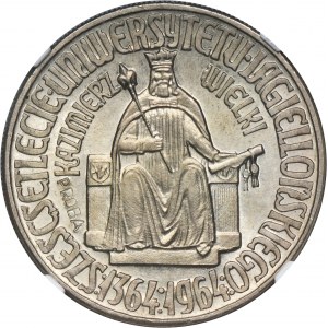 PRÓBA, 10 złotych 1964 Kazimierz Wielki - NGC MS65 - wklęsły napis na awersie
