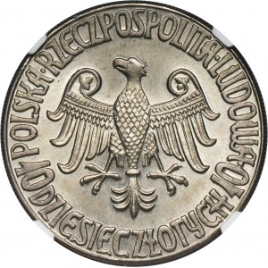 PRÓBA, 10 złotych 1964 Kazimierz Wielki - NGC MS65 - wklęsły napis na awersie