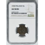 5 groszy 1930 - NGC AU58 BN