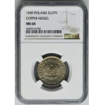 1 złoty 1949 Miedzionikiel - NGC MS64