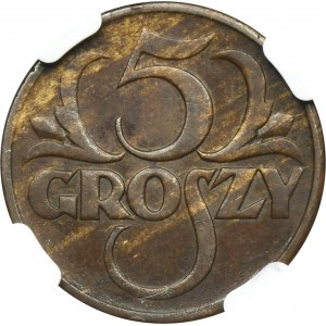 5 groszy 1928 - NGC AU55 BN