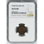 5 groszy 1928 - NGC AU55 BN